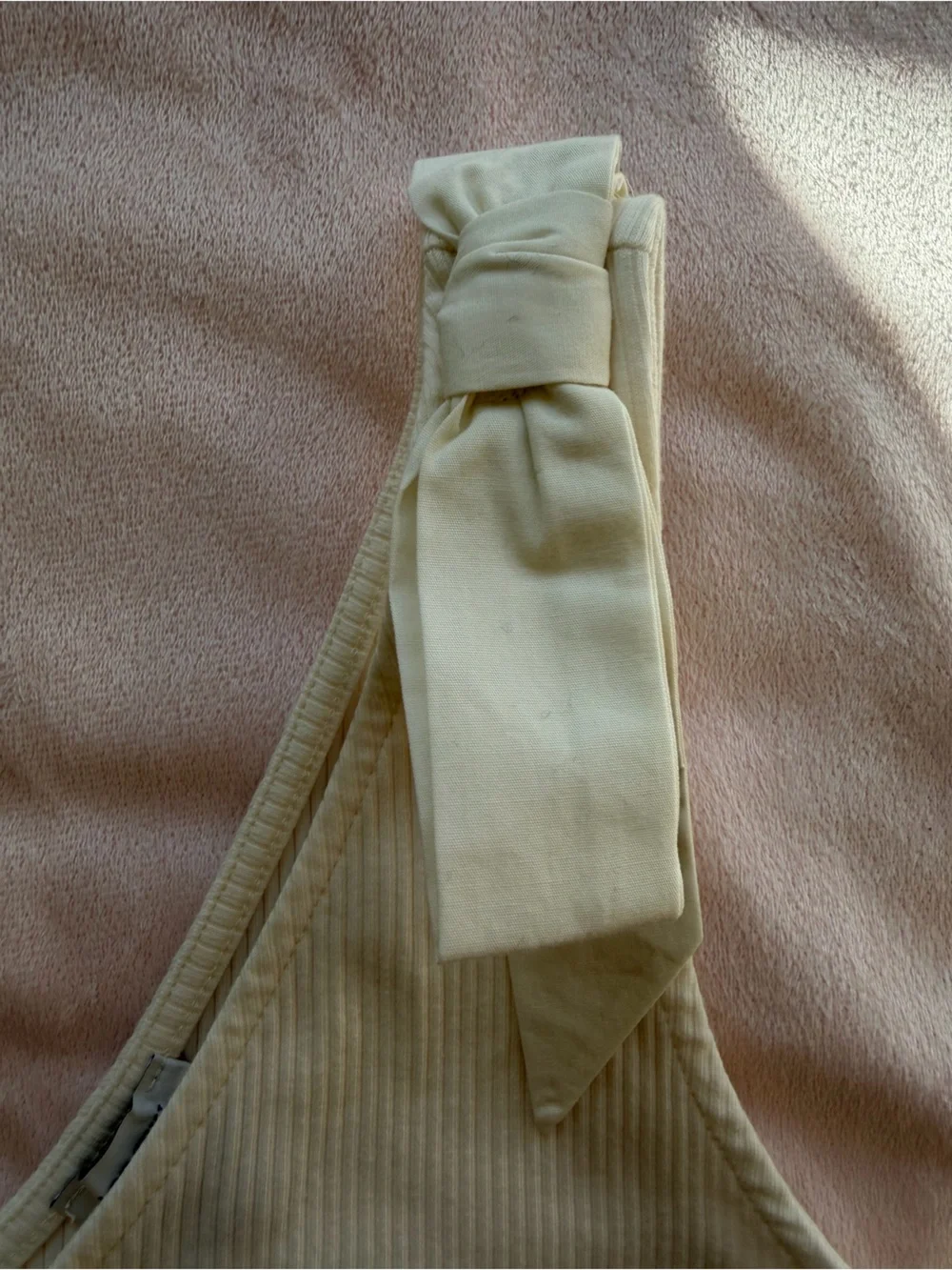 J. Crew Ribbed V-Neck Tank with Shoulder Ties - Cream